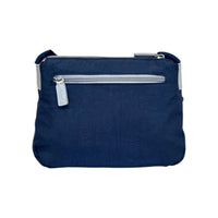 Nova Leathers 1651 Navy / Lt Grey Zip Top Flap Pocket X-Body