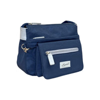 Nova Leathers 1651 Navy / Lt Grey Zip Top Flap Pocket X-Body