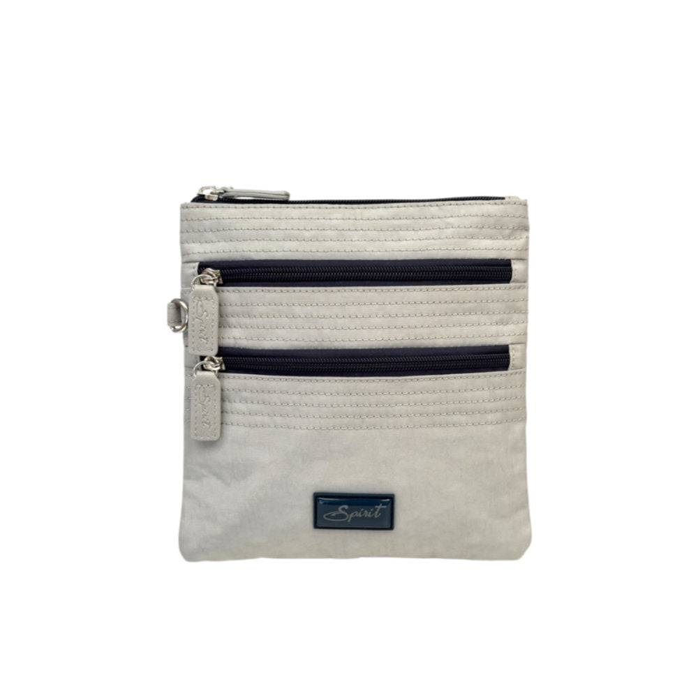 Nova Leathers 4512 Lt Grey / Navy Flat 3 Zip X-Body