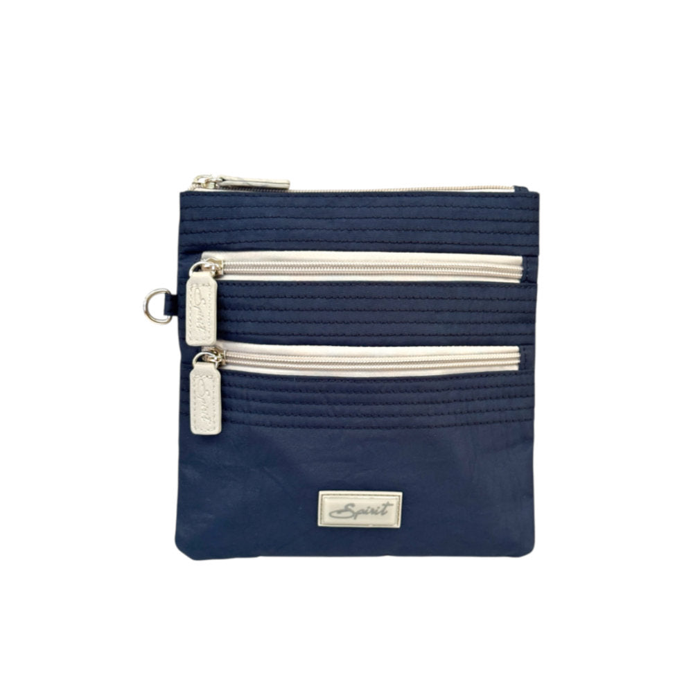 Nova Leathers 4512 Navy / Lt Grey Flat 3 Zip X-Body