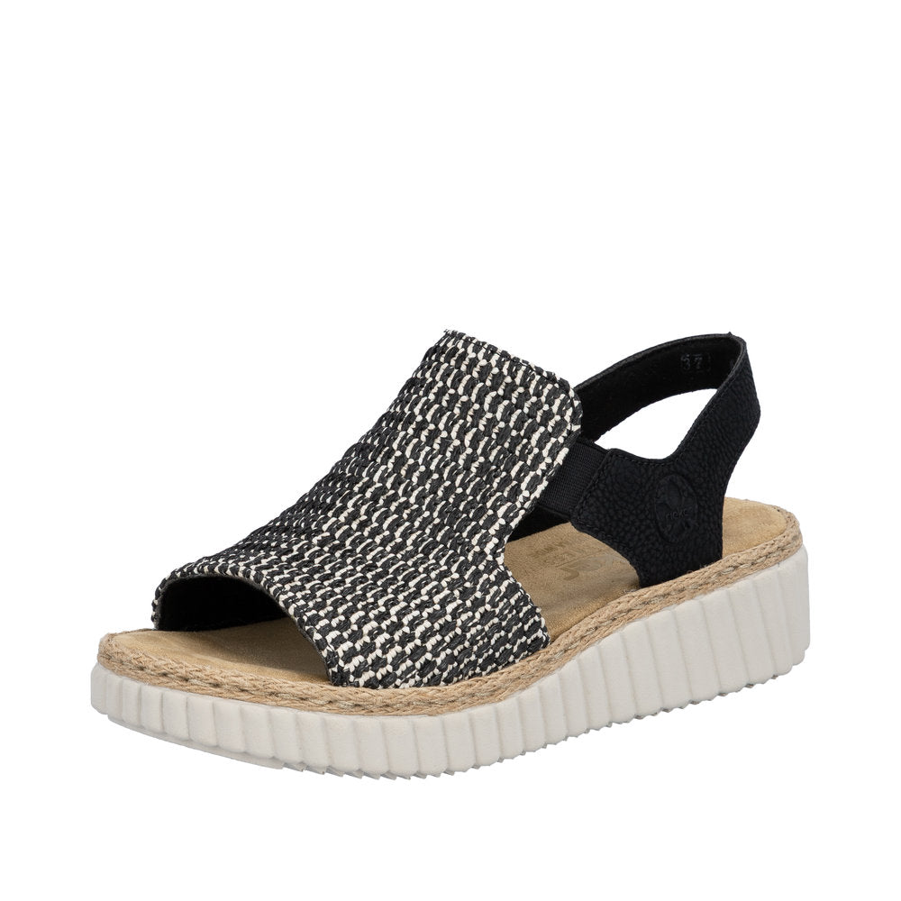 Rieker Rachel 69276-00 Black Wide Sandals