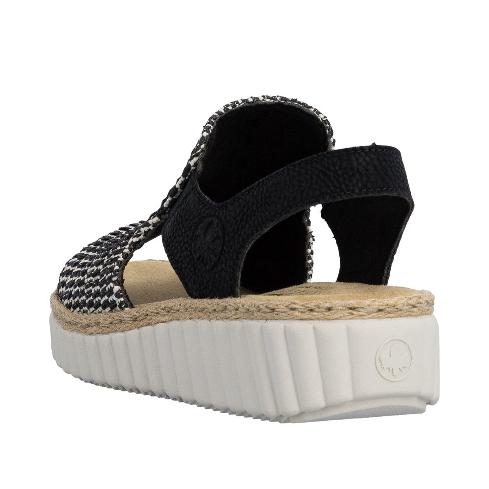 Rieker Rachel 69276-00 Black Wide Sandals