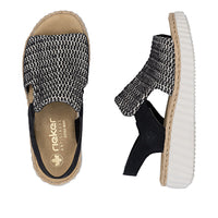 Rieker Rachel 69276-00 Black Wide Sandals