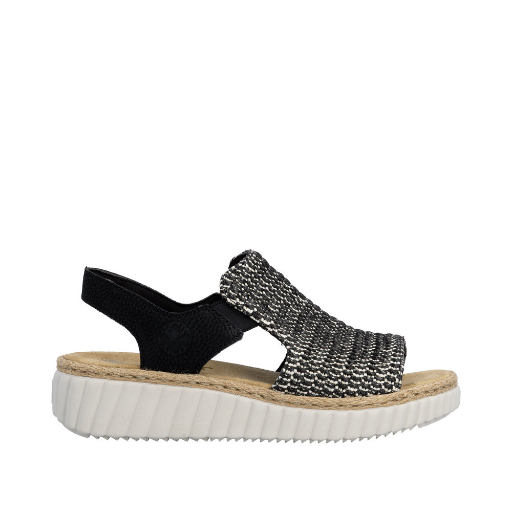 Rieker Rachel 69276-00 Black Wide Sandals