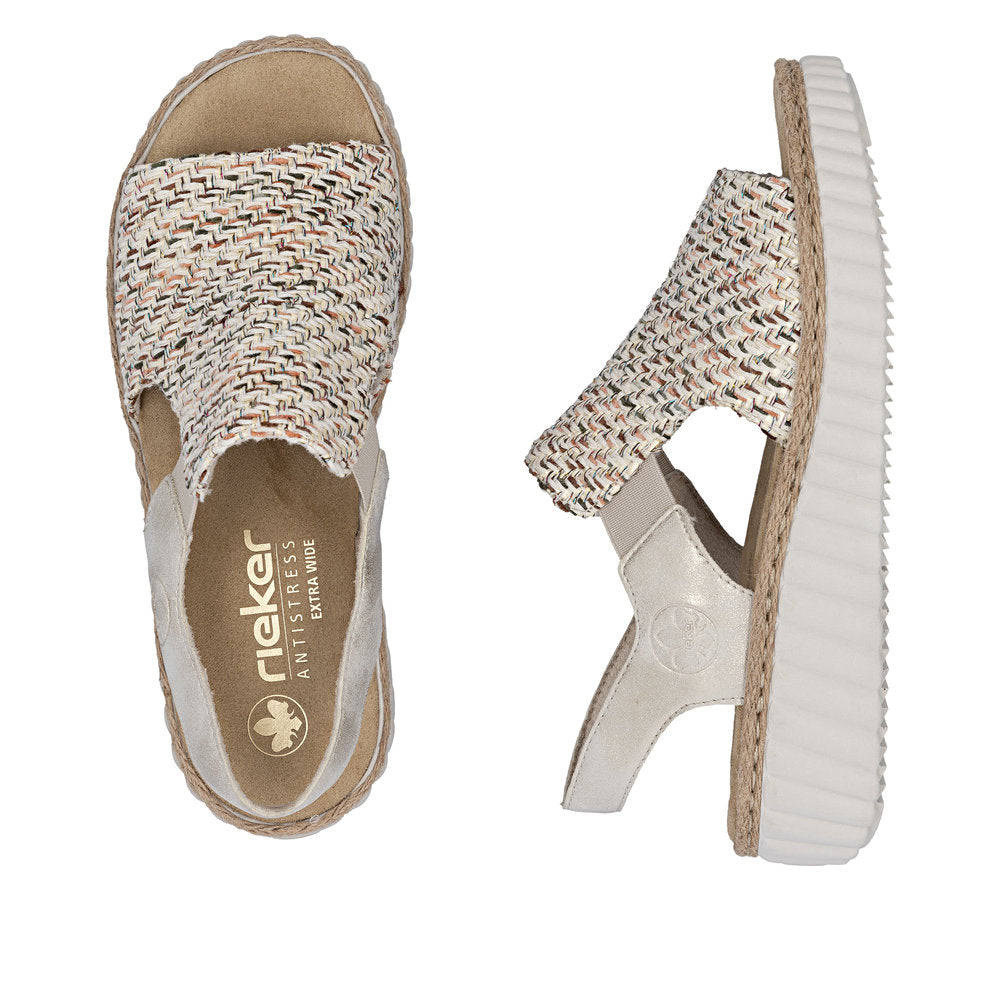 Rieker Rachel 69276-60 Beige Wide Sandals