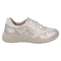 DB Shoes Lauren Silver White Leather Multi Shoes 75438W 2V