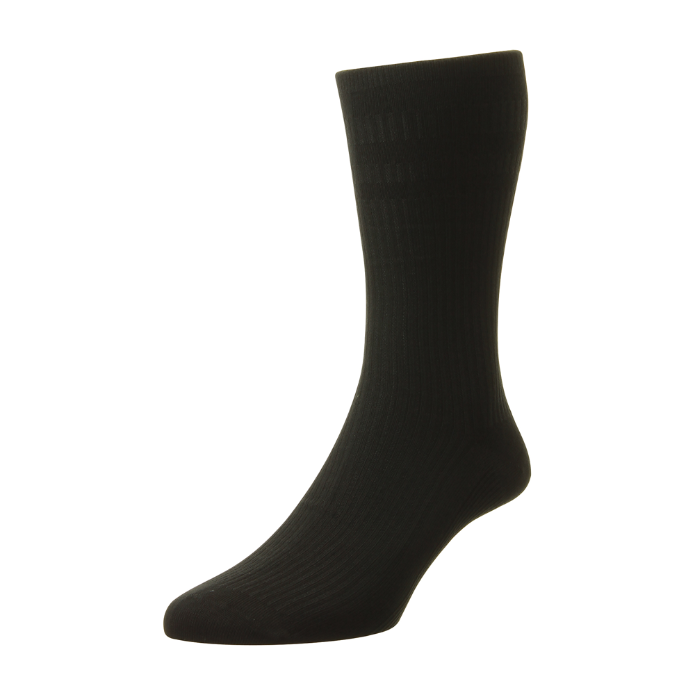 HJ Hall HJ1910 Bamboo Extra Wide Softop Sanitised Black Socks,6-11