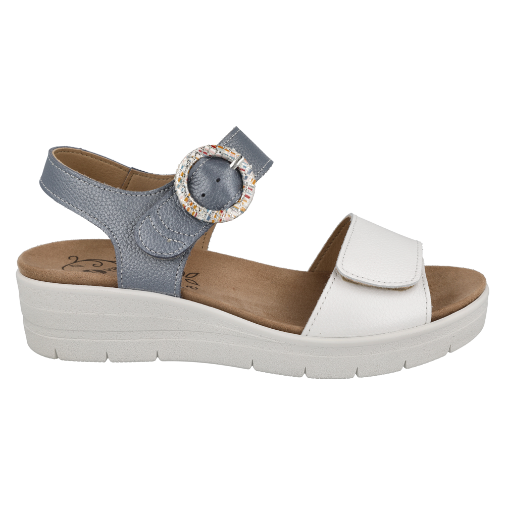DB Shoes Lily White / Blue Leather Sandals 2V
