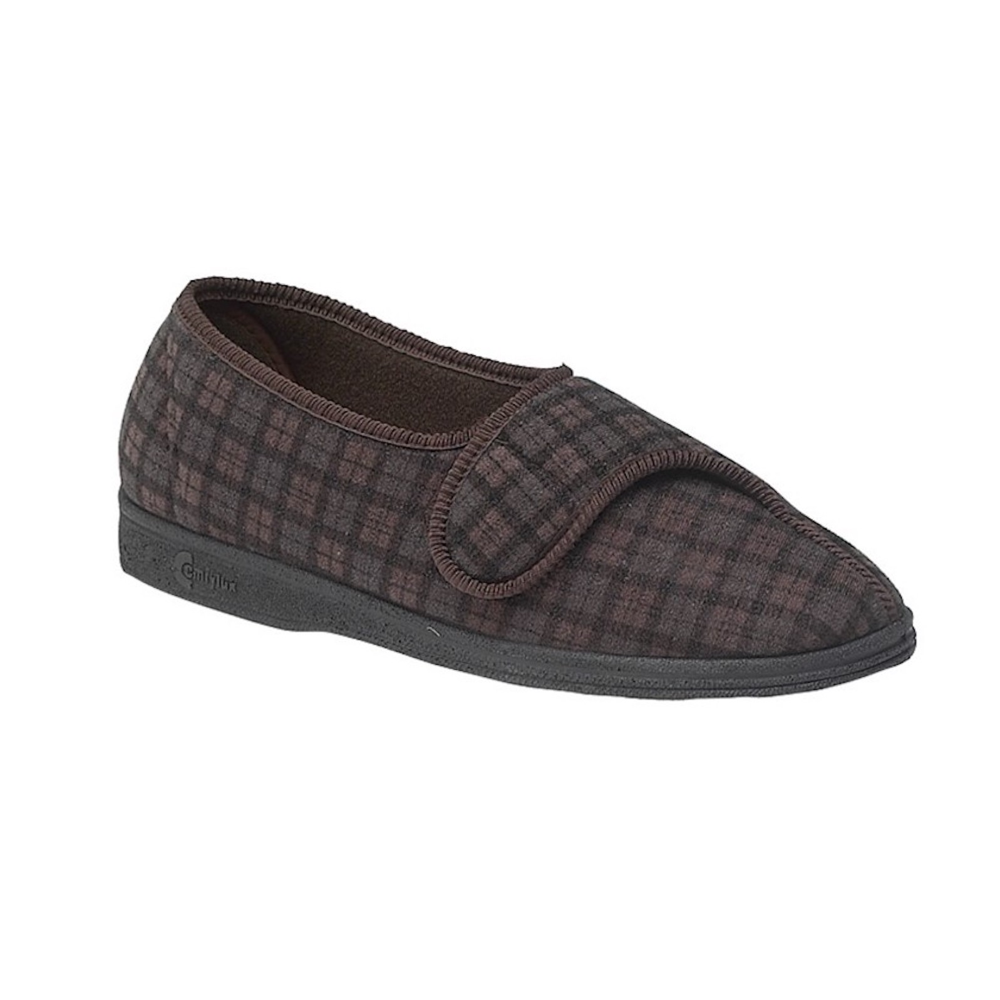 Comfylux MS236B Paul Dark Brown Check Slipper