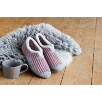 DB Shoes Snug Pink/Grey Textile Slippers 2V
