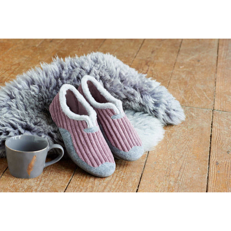 DB Shoes Snug Pink/Grey Textile Slippers 2V