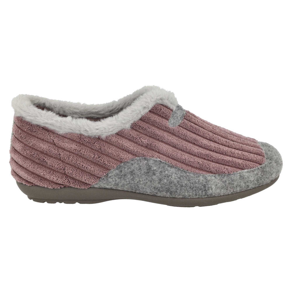 DB Shoes Snug Pink/Grey Textile Slippers 2V