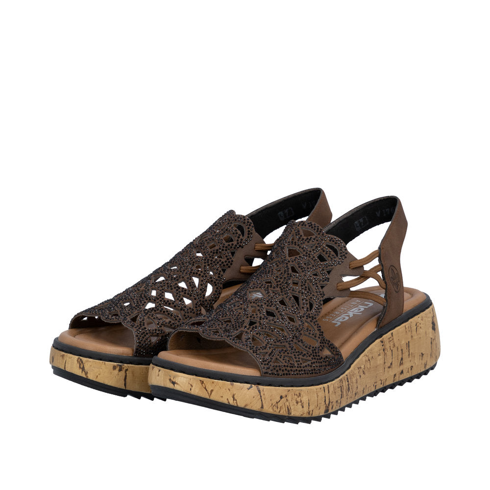 Rieker Lisa V1765-24 Brown Wide Sandals