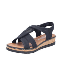Rieker Lisa V4161-00 Black Wide Sandals