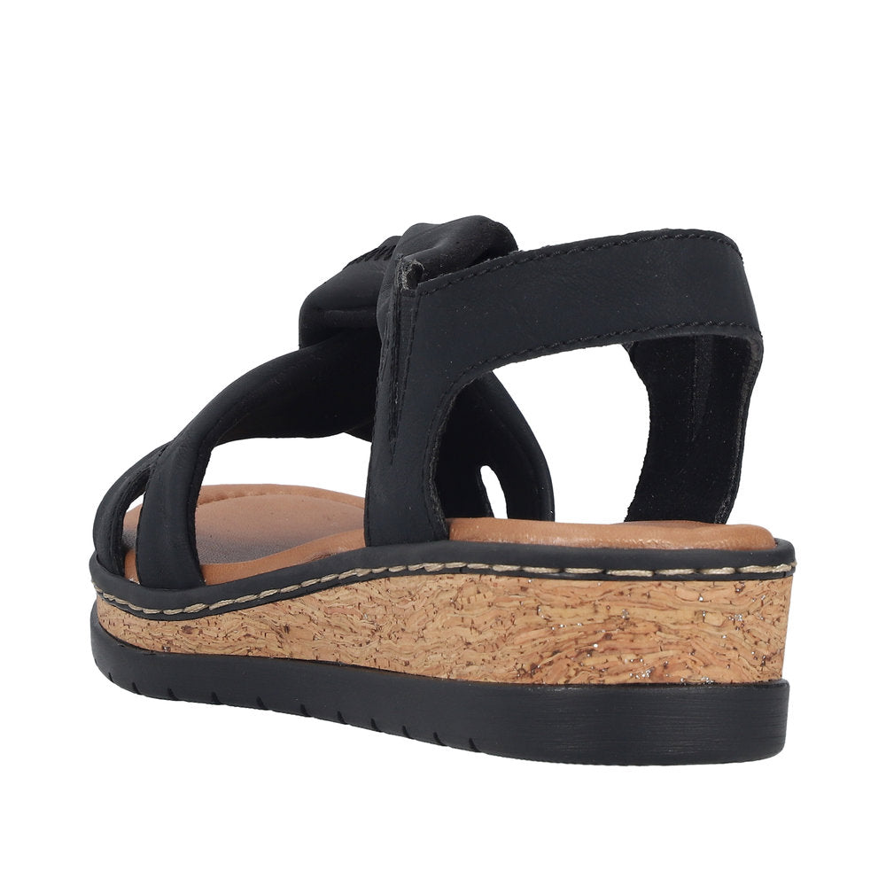Rieker Lisa V4161-00 Black Wide Sandals
