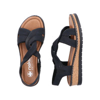Rieker Lisa V4161-00 Black Wide Sandals