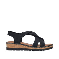 Rieker Lisa V4161-00 Black Wide Sandals