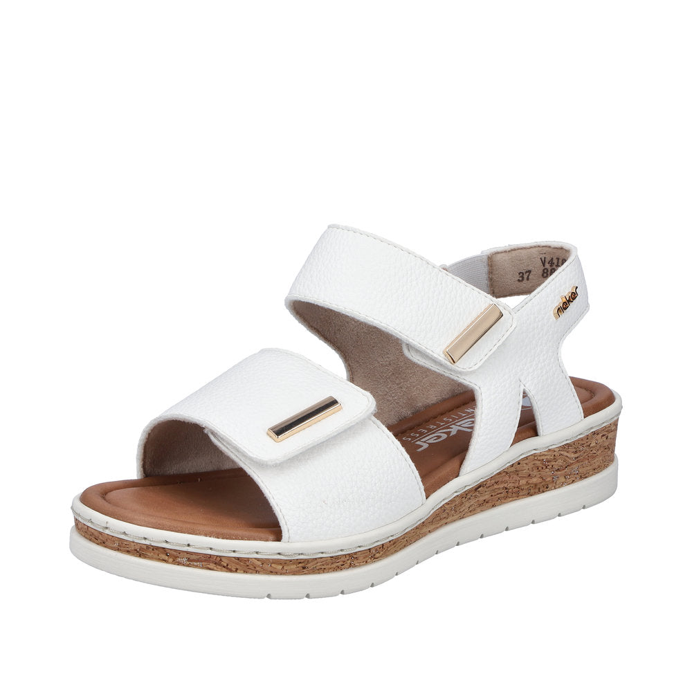 Rieker Lisa V4181-80 White Wide Sandals