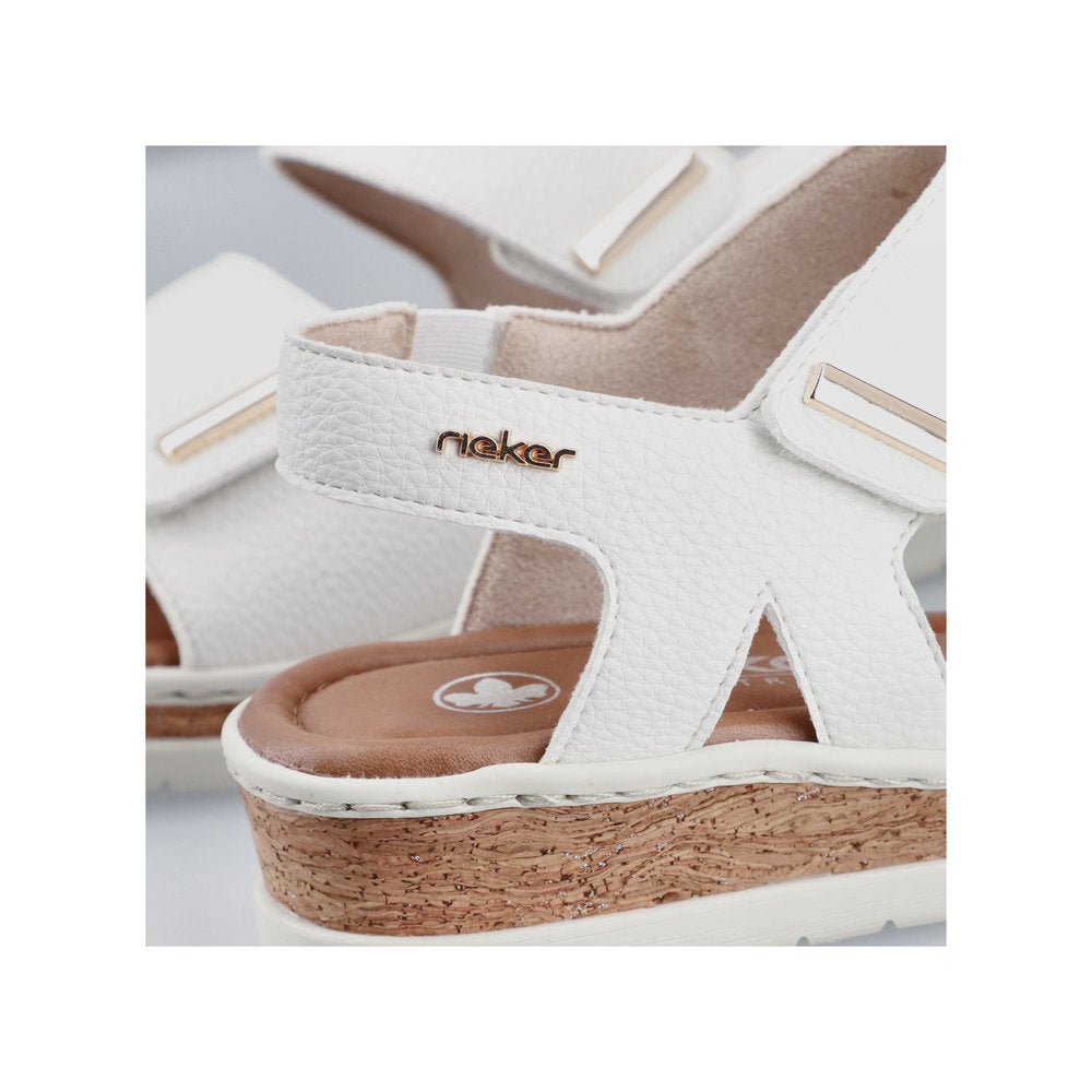 Rieker Lisa V4181-80 White Wide Sandals