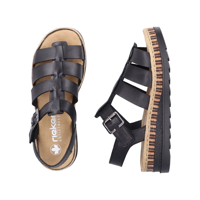 Rieker V7904-00 Black Sandals