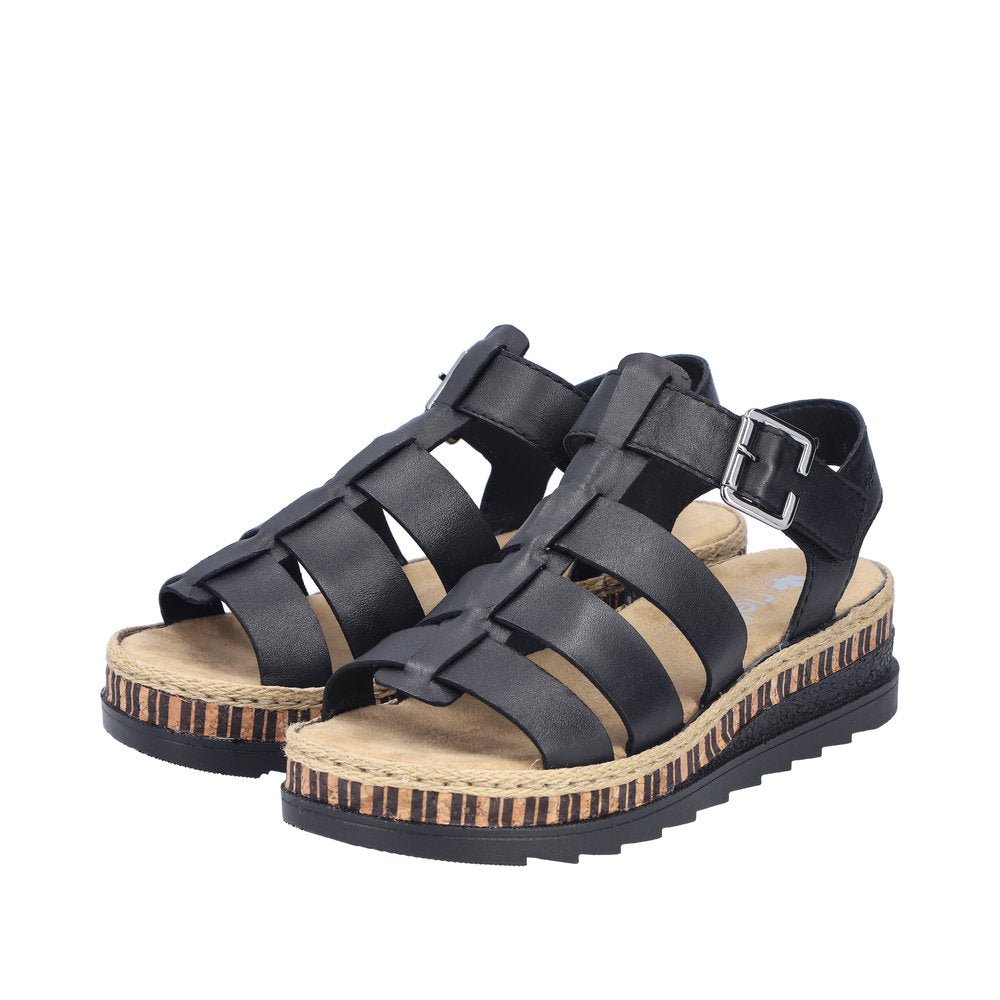 Rieker Regina V7904-00 Black Sandals