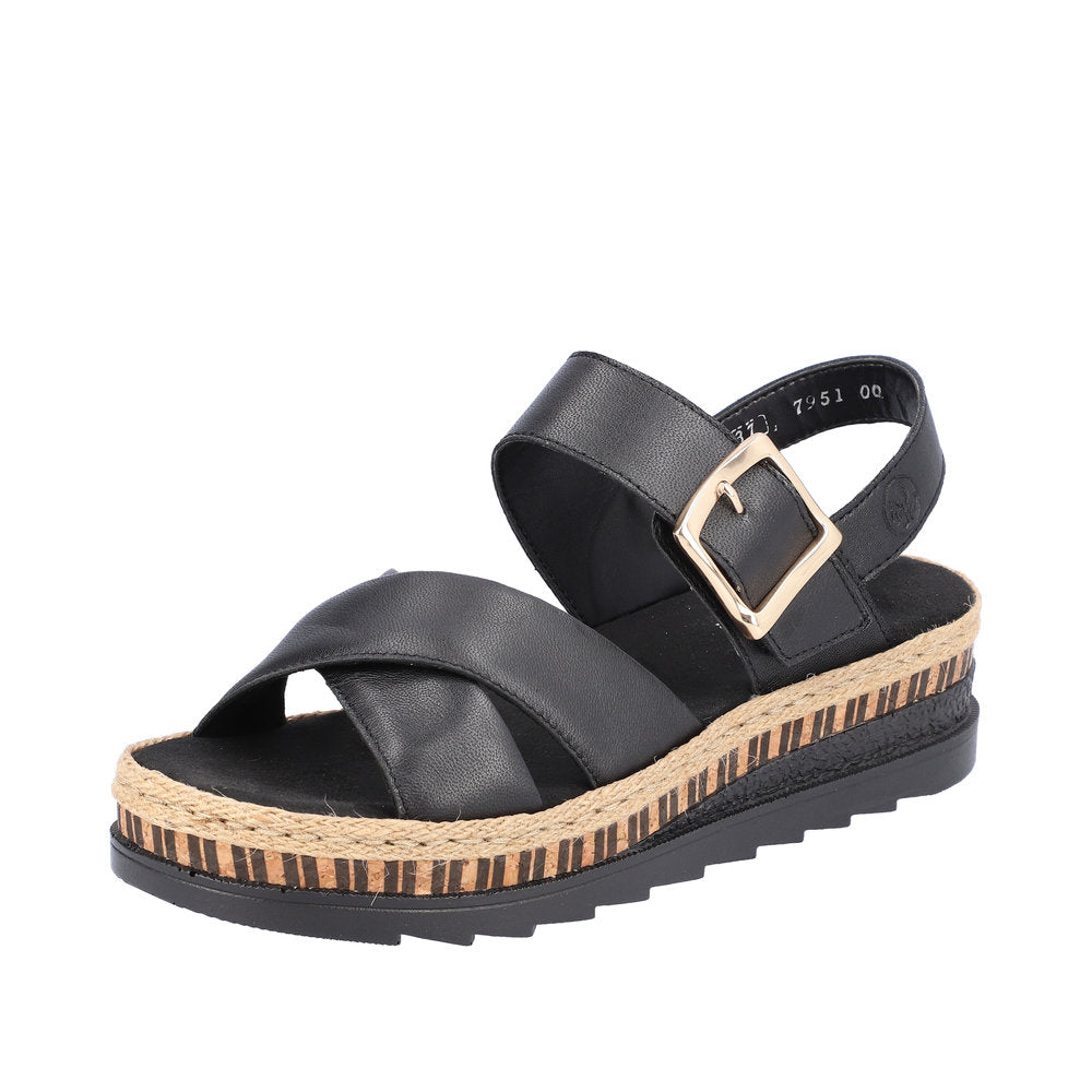 Rieker Regina V7951-00 Black Sandals