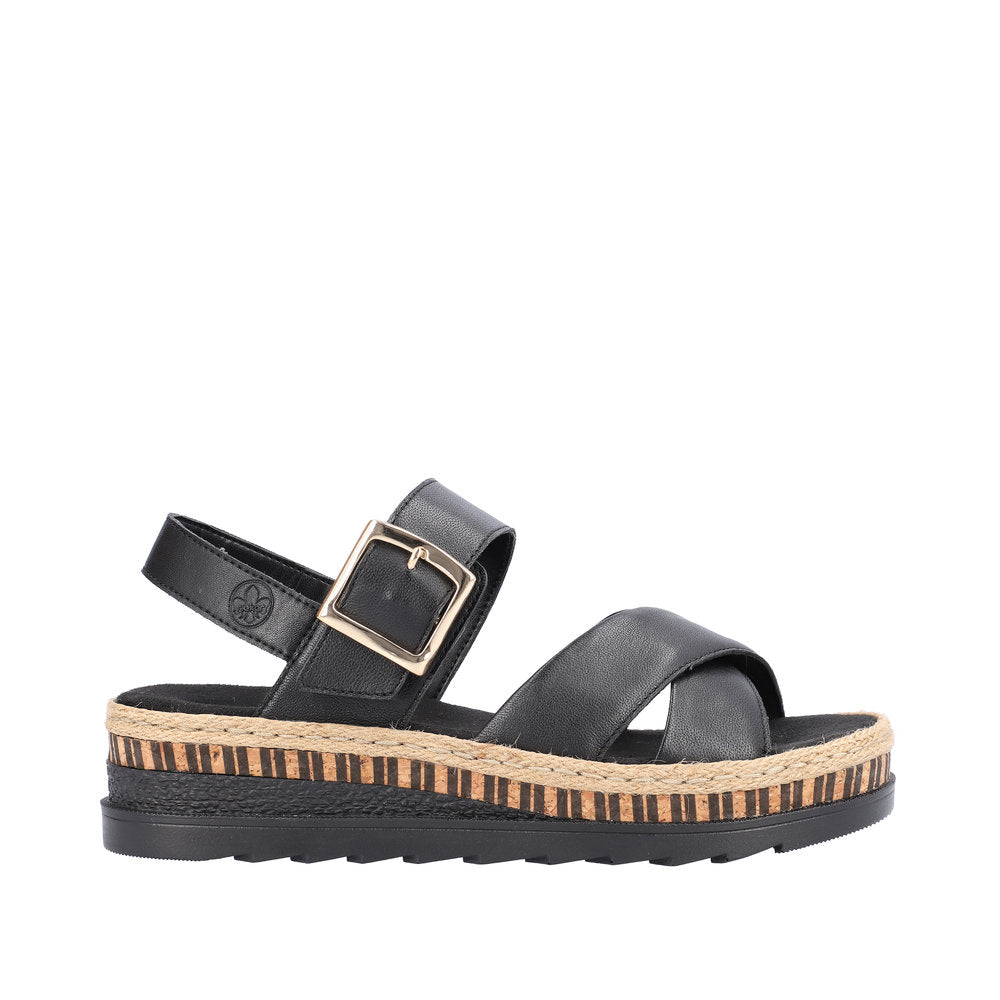 Rieker Regina V7951-00 Black Sandals