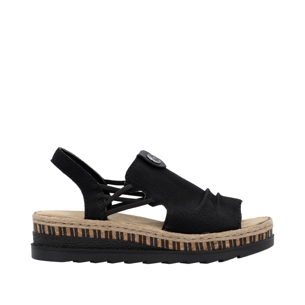 Rieker Regina V7972-00 Black Sandals