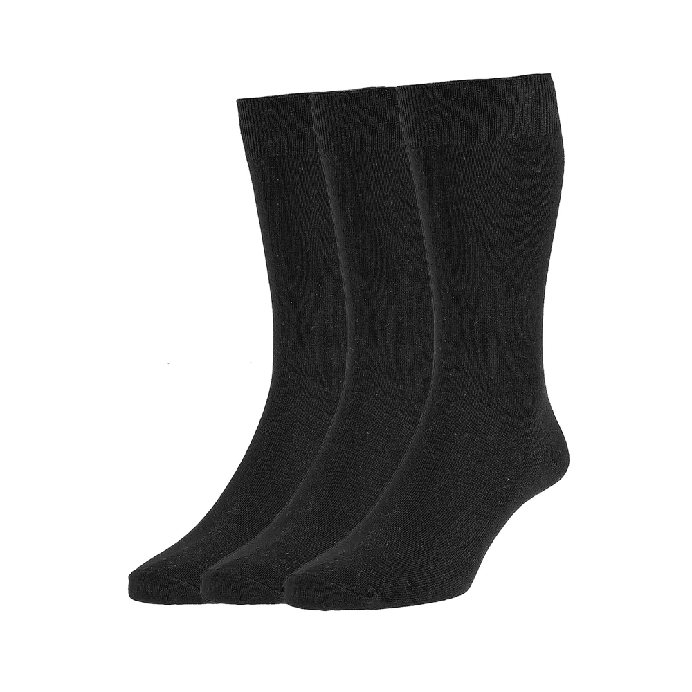 HJ Hall HJ7116/3 Classic Plain Knit 3-Pair Pack Black Socks,4-7