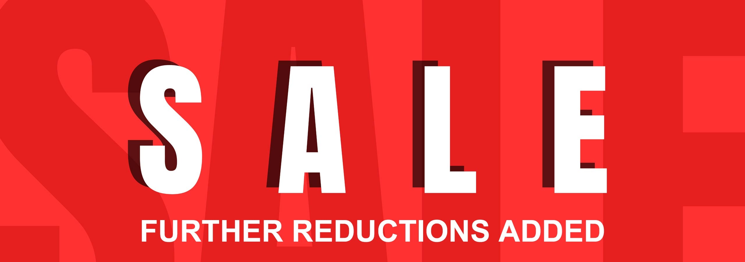 Red sale banner with white text on a red background